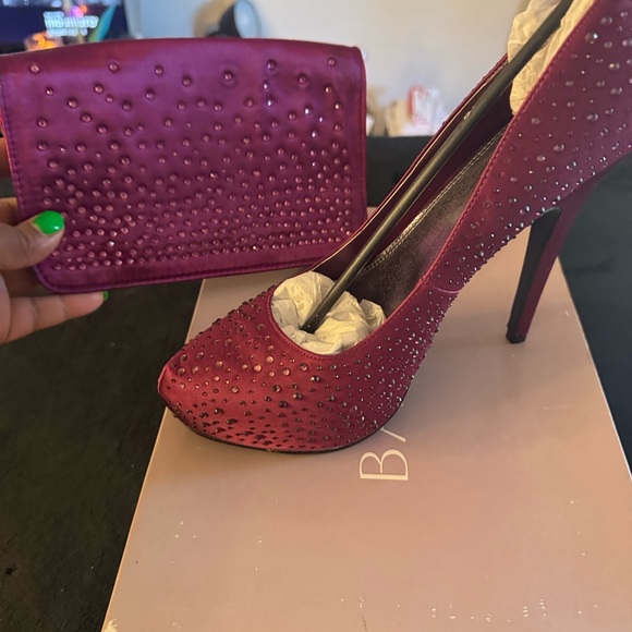 PALACE Burgundy Rhinestone Heels - Picture 7 of 9